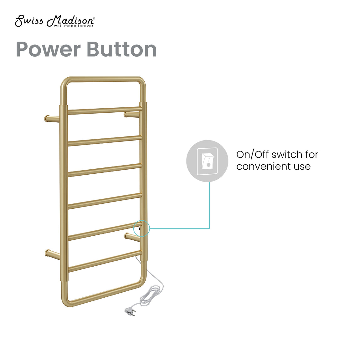 Ivy 8-Bar Electric Towel Warmer in Brushed Gold