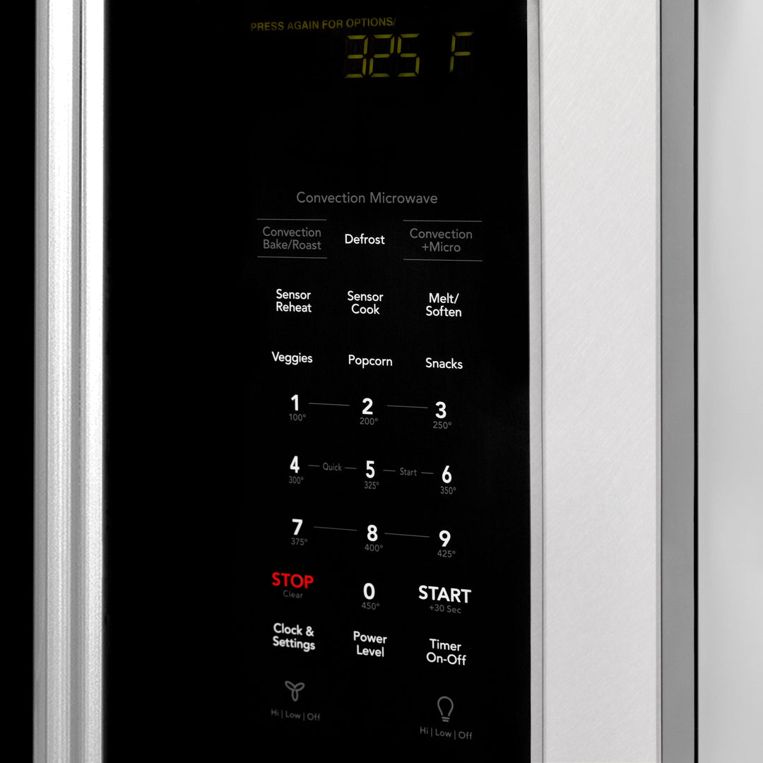 ZLINE 30 In. Over the Range Convection Microwave Oven in DuraSnow Stainless Steel with Traditional Handle and Sensor Cooking, MWO-OTR-H-30-SS
