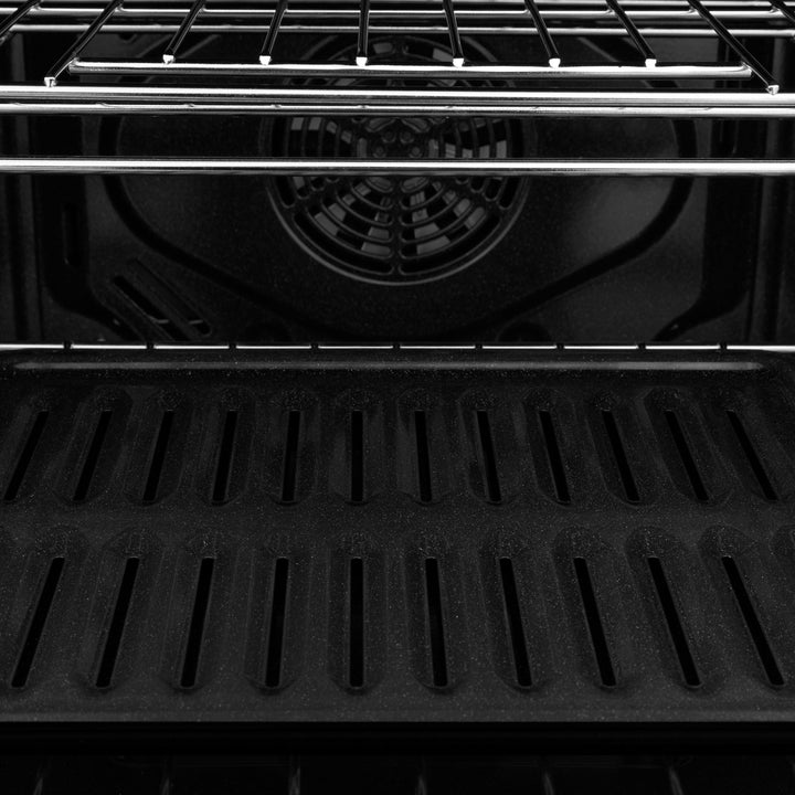 ZLINE Package - 30" Rangetop, Range Hood, Refrigerator, Double Wall Oven in Black Stainless