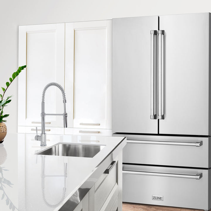 ZLINE Appliance Package - 48" Gas Range, Range Hood Insert, Refrigerator with Ice Maker and Dishwasher, 4KPR-SGRRHI48-DWV