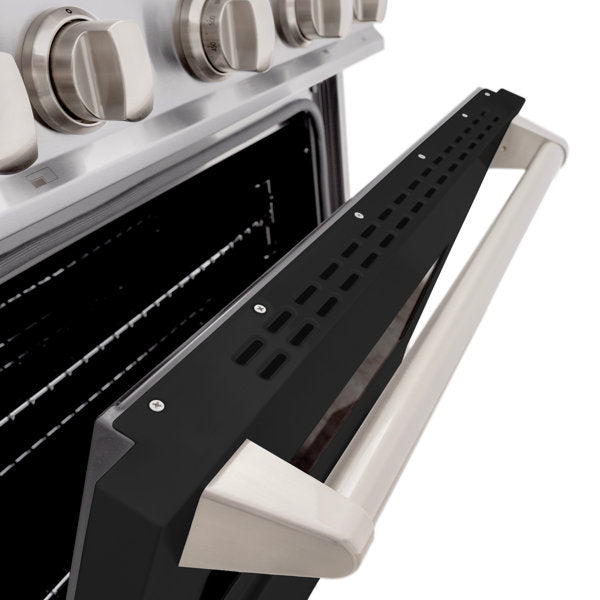 ZLINE 30" 4.2 cu. ft. Classic Gas Range with 4 Burners in Stainless Steel with Black Matte Door, CGR-BLM-30