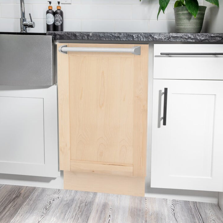ZLINE 18" Tallac Series Built-In Dishwasher in Unfinished Wood with Stainless Steel Handles, DWV-UF-18