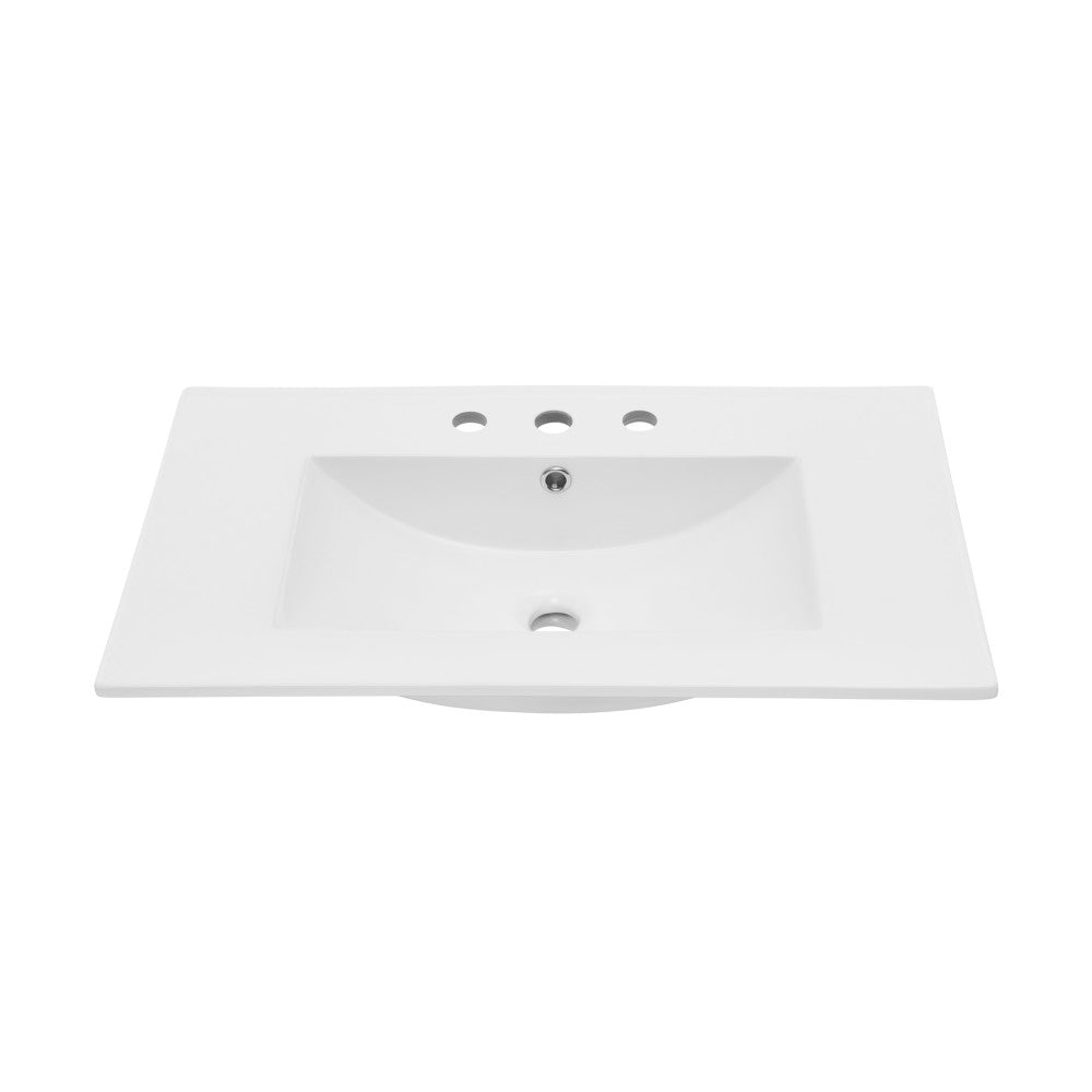 30" Vanity Top Bathroom Sink with 3 Holes