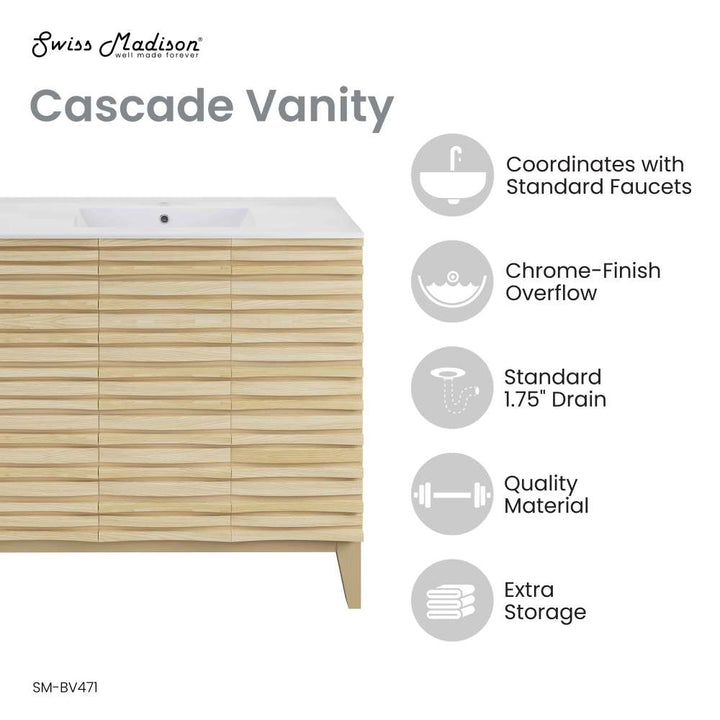 Cascade 36" Bathroom Vanity in Natural Oak