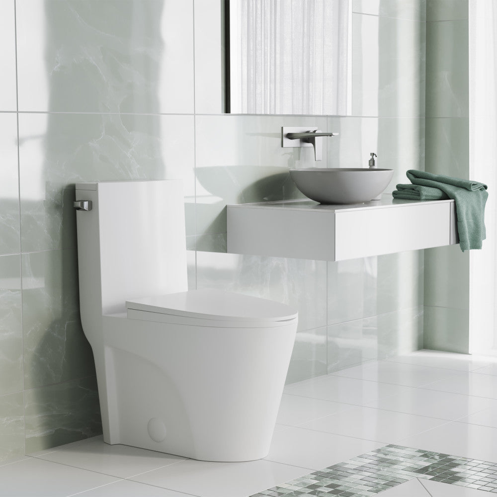 St. Tropez One-Piece Elongated Toilet Left Side Flush, 10" Rough-In 1.28 gpf
