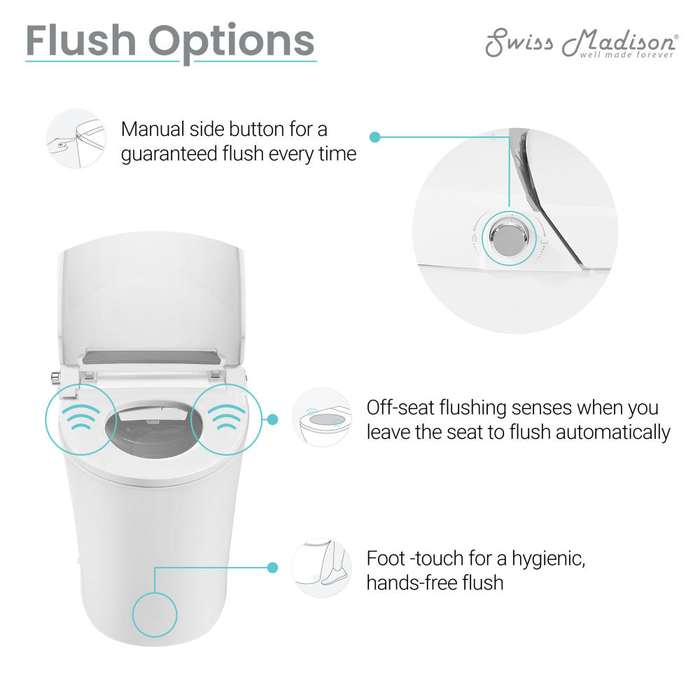 Avancer Smart Tankless Elongated Toilet and Bidet, Touchless Vortex Dual-Flush 1.1/1.6 gpf