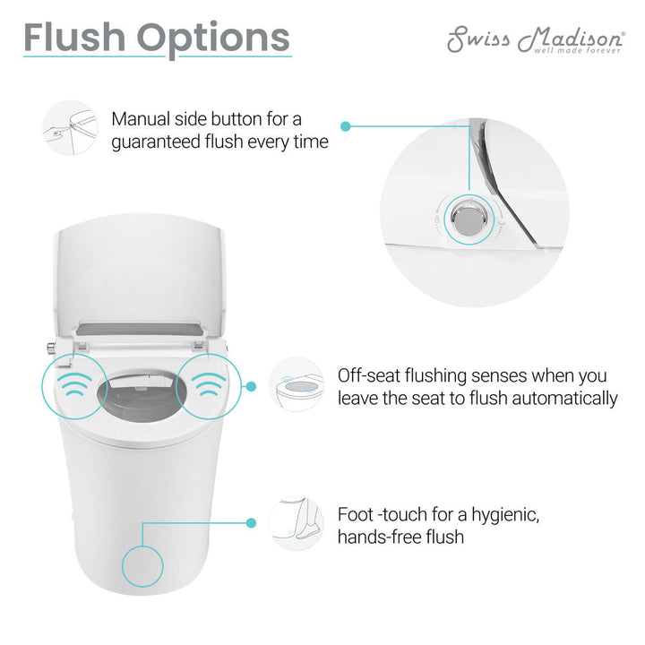 Avancer Smart Tankless Elongated Toilet and Bidet, Touchless Vortex Dual-Flush 1.1/1.6 gpf