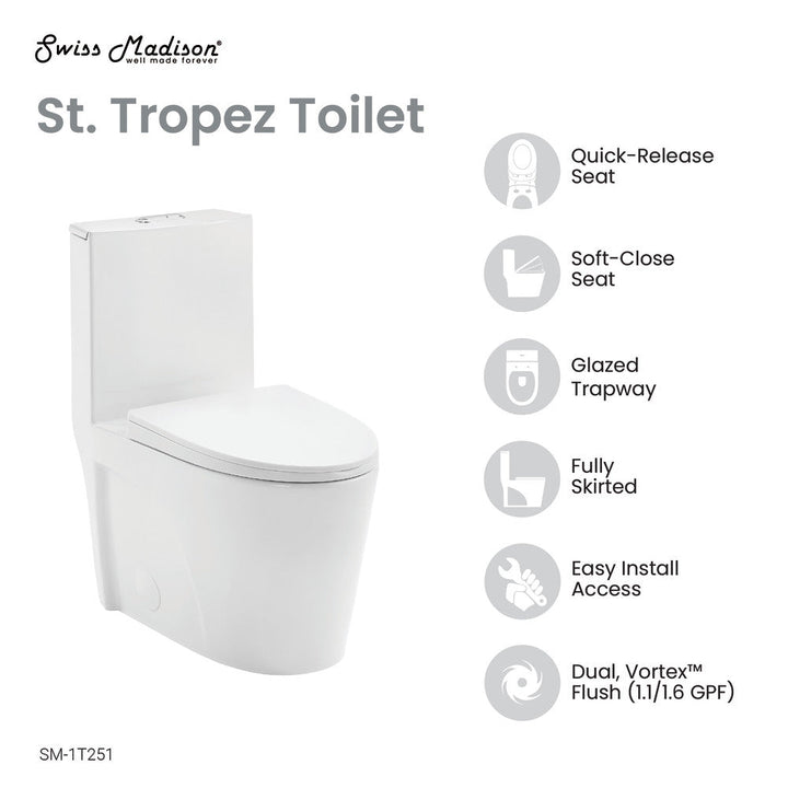 St. Tropez One-Piece Elongated Toilet, 14" Rough-In 1.1/1.6 gpf