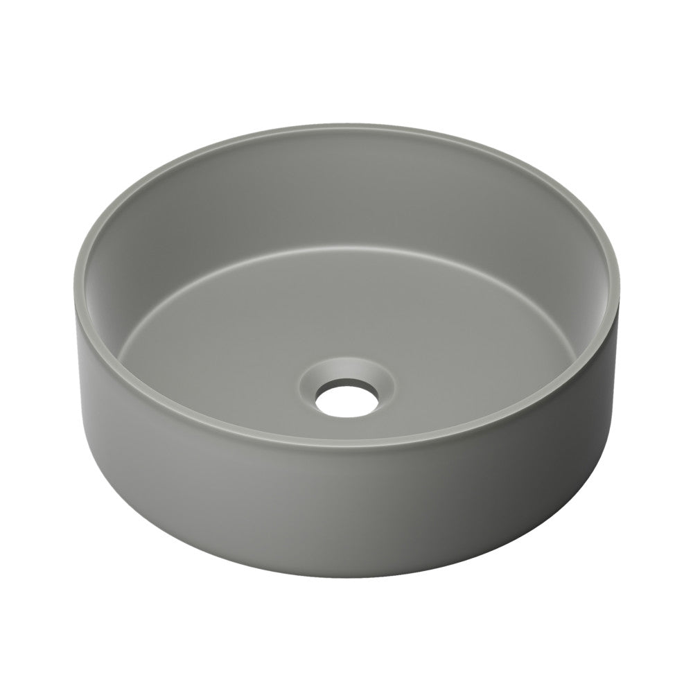 Lisse 14.5" Round Concrete Vessel Bathroom Sink in Dark Grey