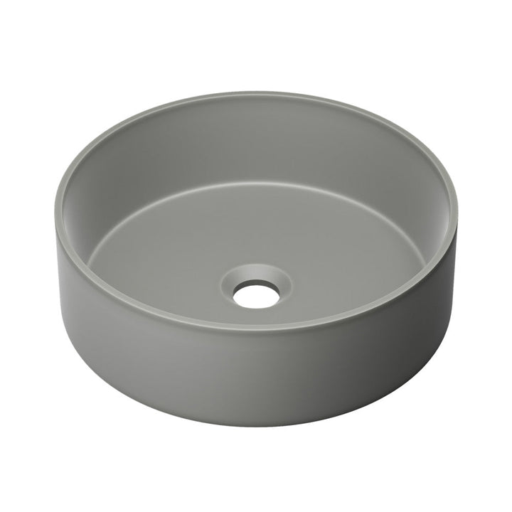 Lisse 14.5" Round Concrete Vessel Bathroom Sink in Dark Grey
