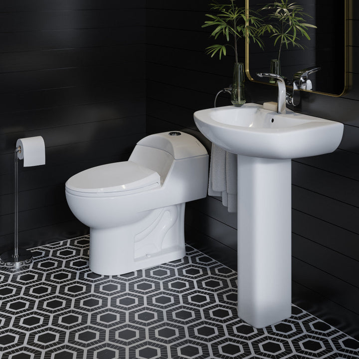 Chateau Pedestal Bathroom Sink Round Single Faucet Hole