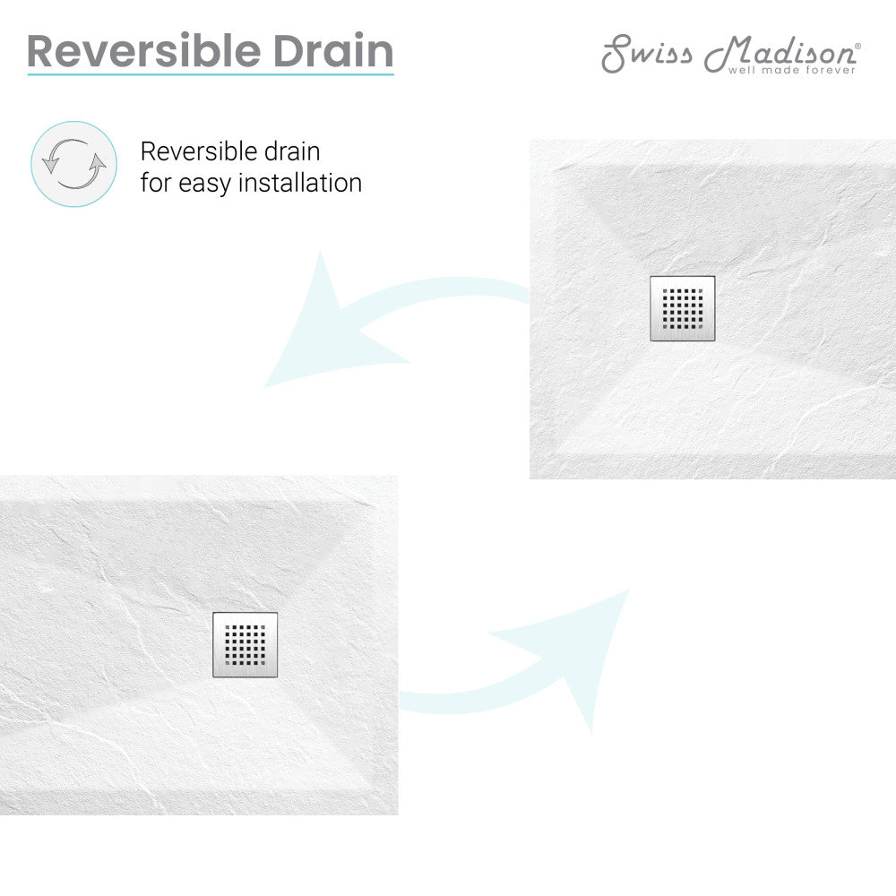 Terre P Series 48" x 36" Reversible Drain Shower Base