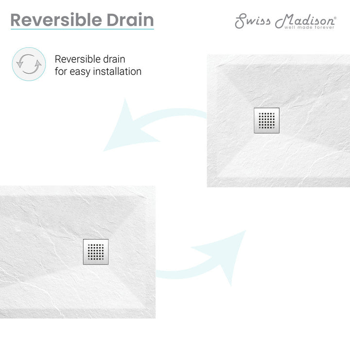 Terre P Series 48" x 36" Reversible Drain Shower Base