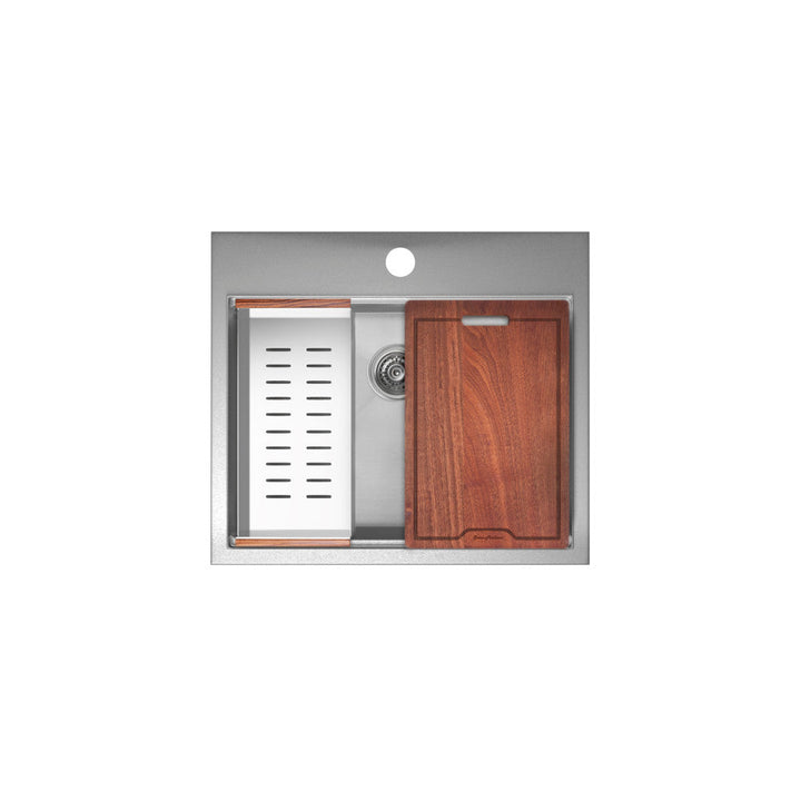 Ravi Single Basin 25 x 22 Topmount Kitchen Workstation Sink