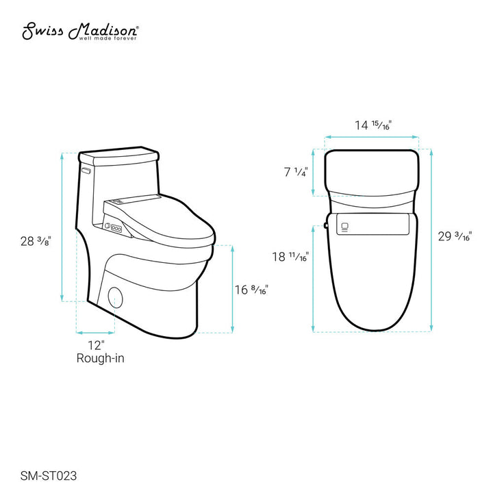 Virage One-Piece Toilet with Vivante Smart Seat Left Side Flush Handle 1.28 gpf