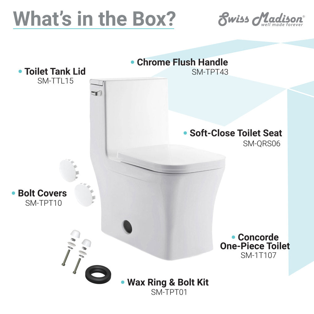 Concorde One-Piece Square Left Side Flush Handle Toilet 1.28 gpf