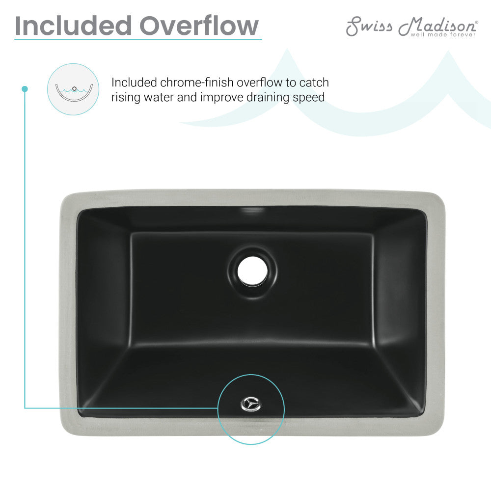 Voltaire 21" Rectangle Undermount Bathroom Sink in Matte Black