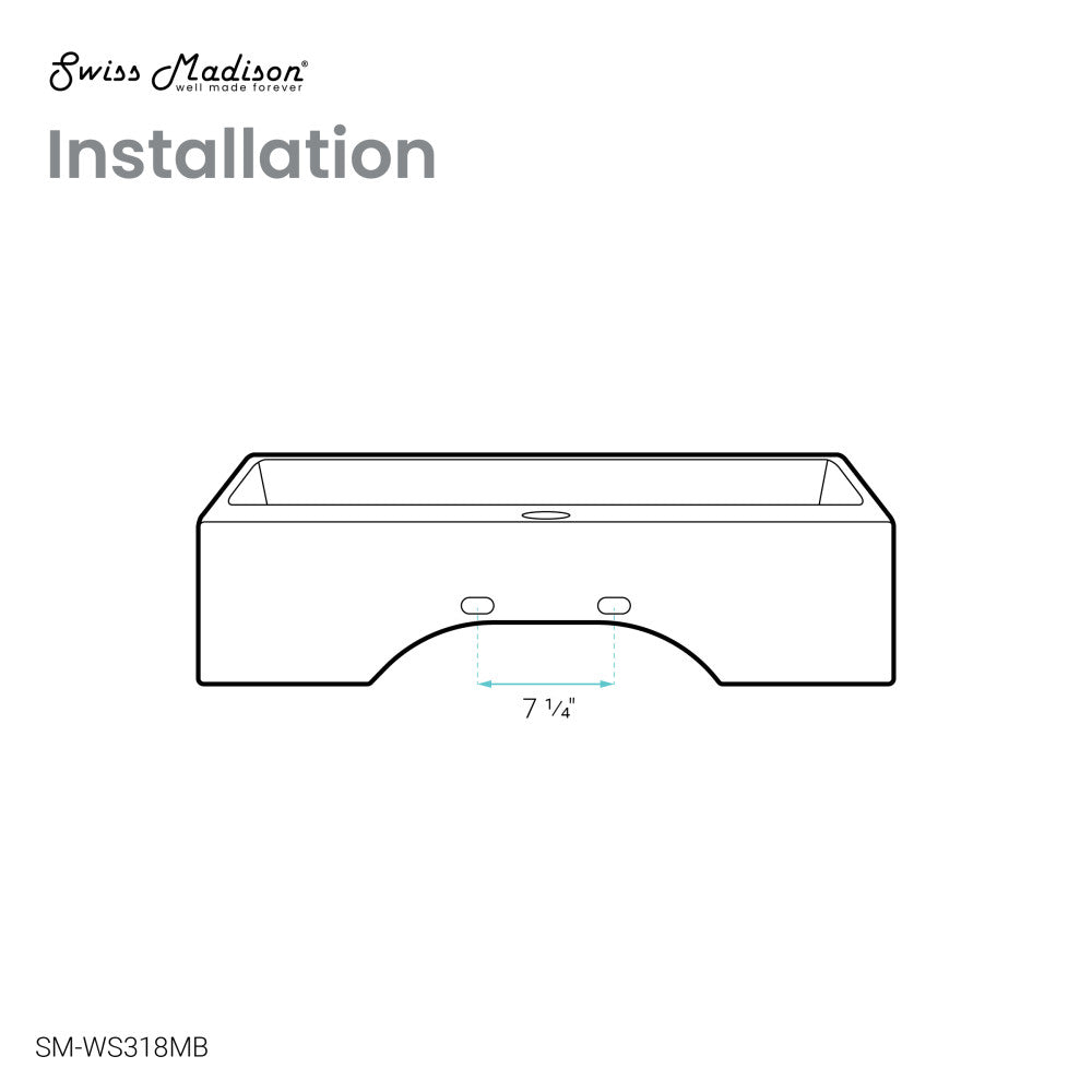 Claire 22" Rectangle Wall-Mount Bathroom Sink in Matte Black