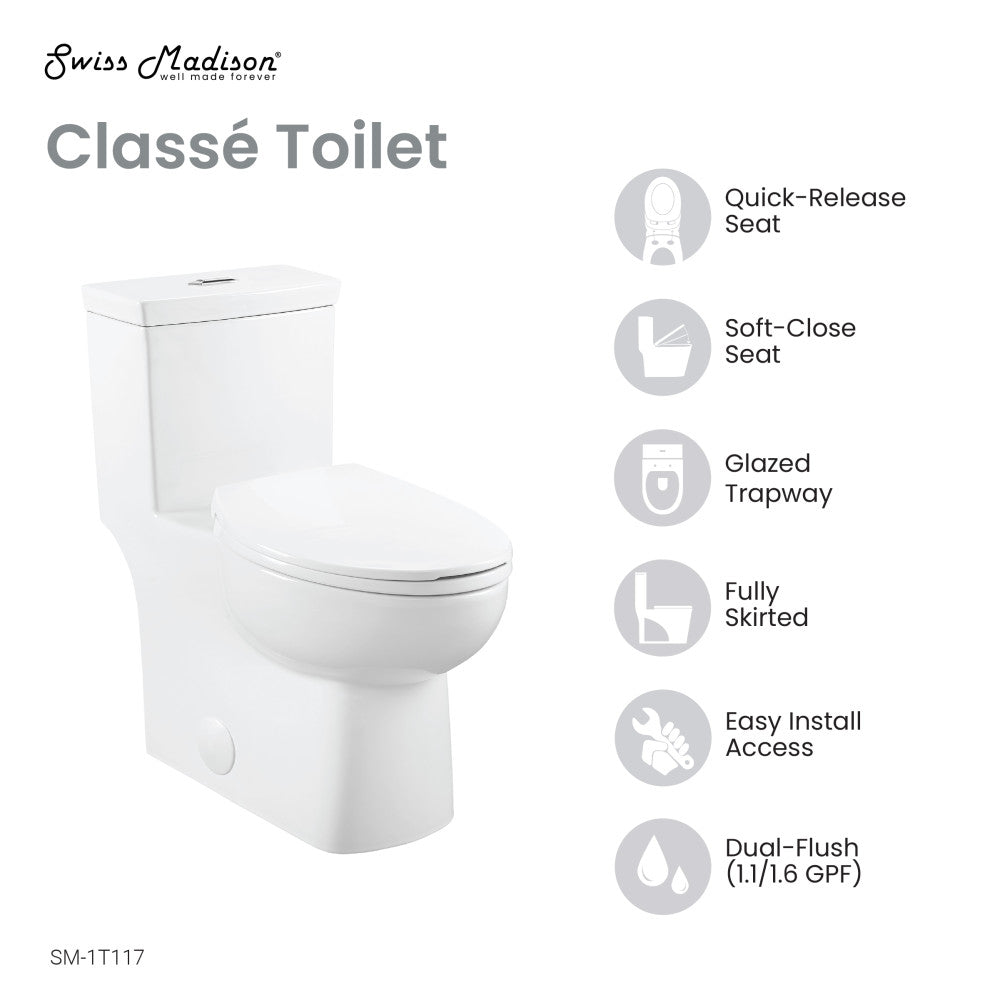 Classe One-Piece Toilet Dual-Flush 1.1/1.6 gpf
