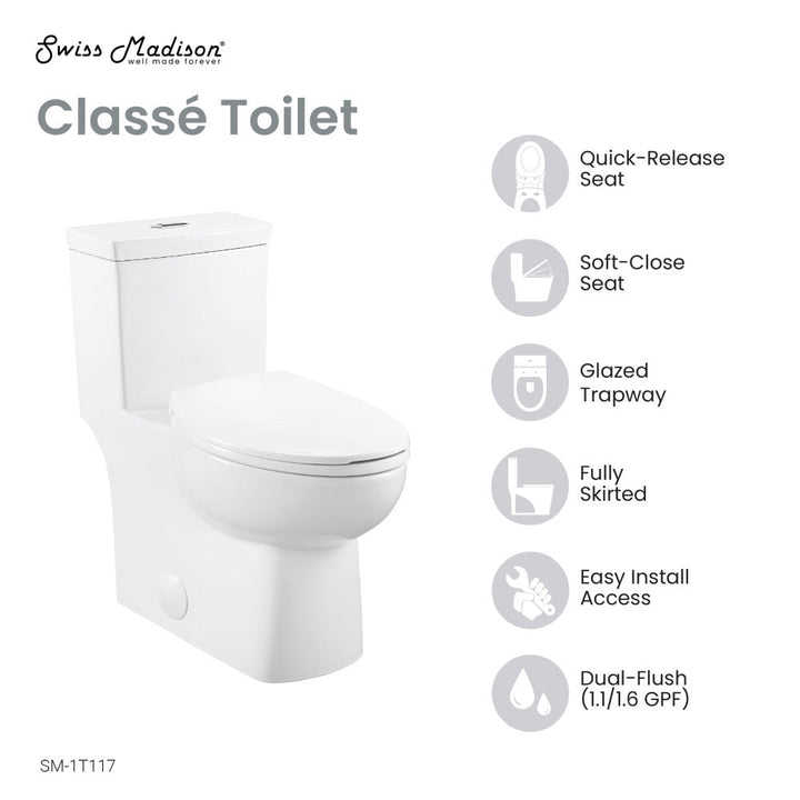 Classe One-Piece Toilet Dual-Flush 1.1/1.6 gpf
