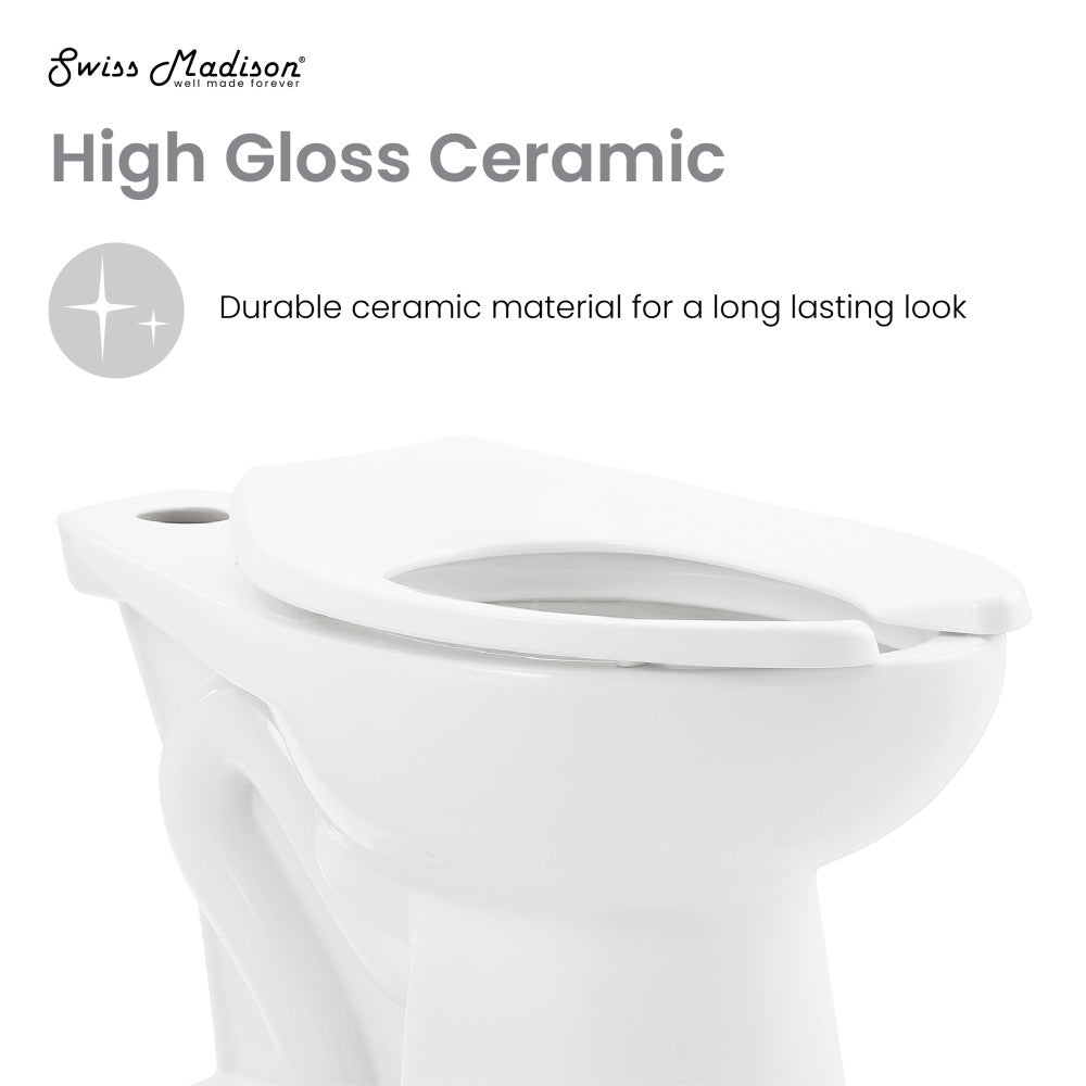 Sirene Floor-Mounted Commercial Elongated Top Flush Spud Flushometer Toilet Bowl