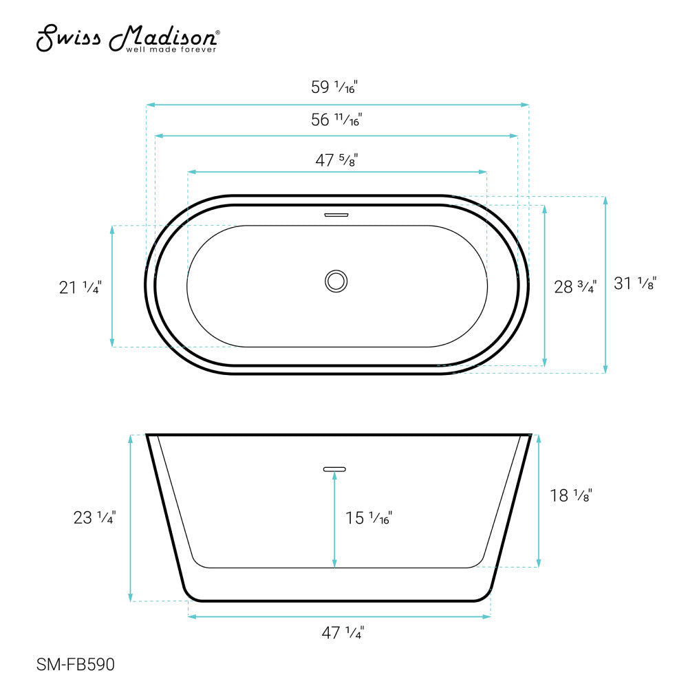 Claire 60" Freestanding Bathtub