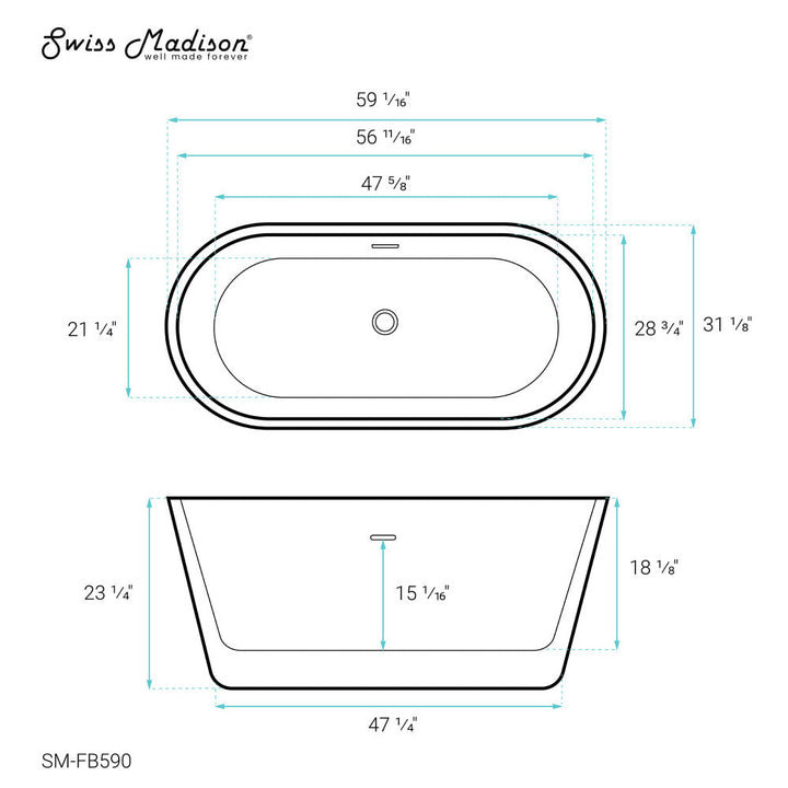 Claire 60" Freestanding Bathtub