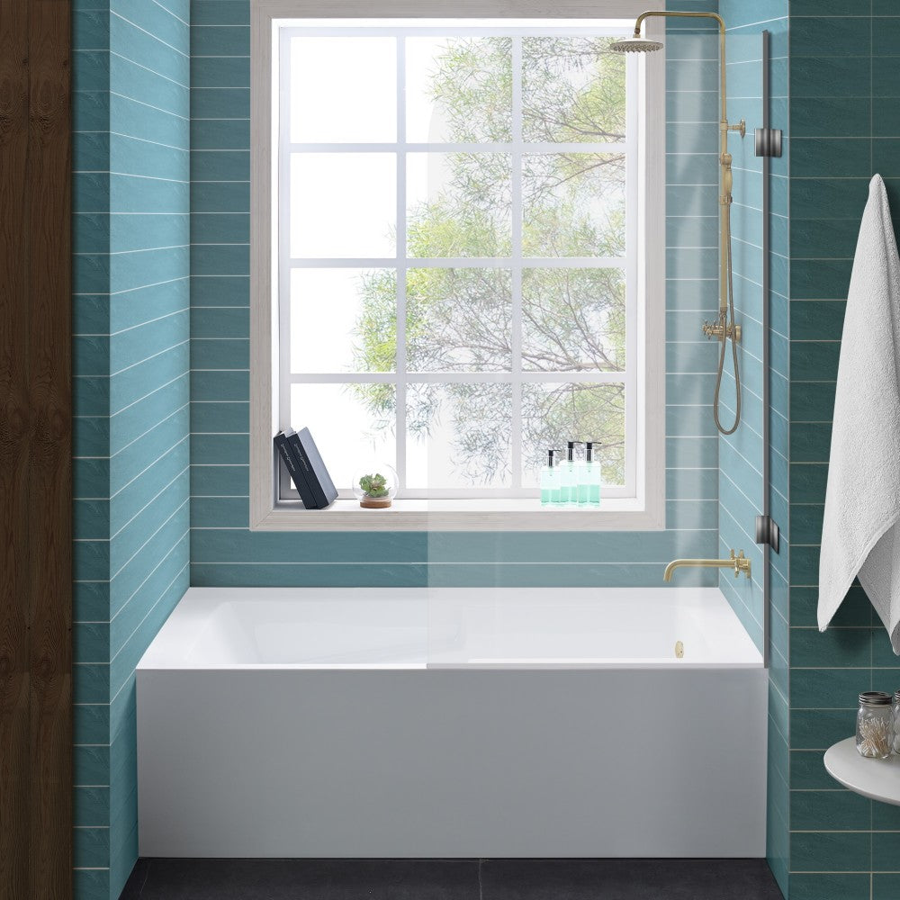 Voltaire 54" x 30" Left-Hand Drain Alcove Bathtub with Apron & Armrest