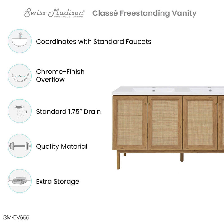 Classe 60" Bathroom Vanity in Oak