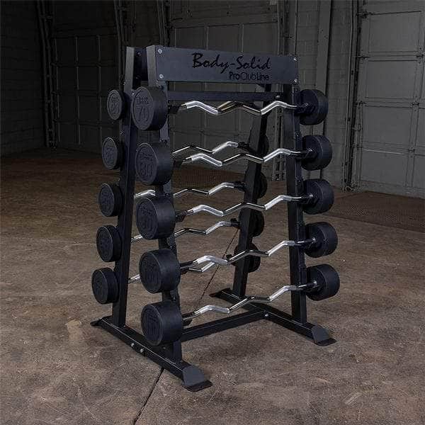Body Solid Fixed Barbell, Fixed Curl Bar Rack - SBBR100