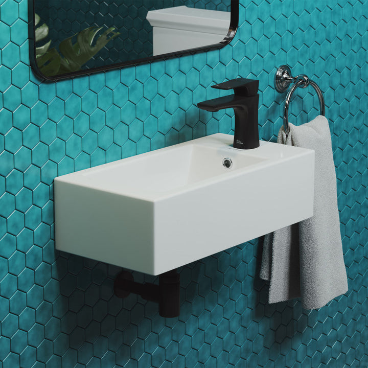 Voltaire 19.5 x 10 Rectangular Ceramic Wall Hung Sink with Right Side Faucet Mount