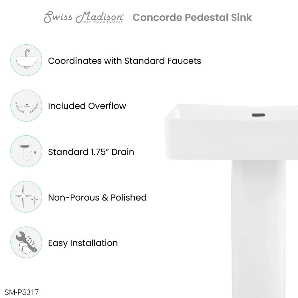 Concorde Square Two-Piece Pedestal Sink