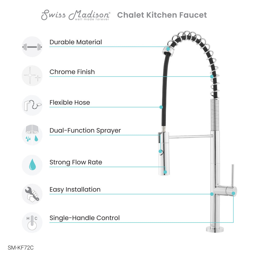 Chalet Single Handle, Pull-Down Kitchen Faucet in Chrome