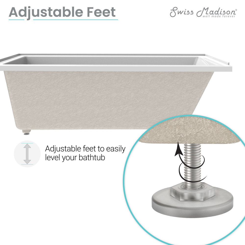 Voltaire 54" x 30" Acrylic Glossy White, Alcove, Integral Right-Hand Drain, Bathtub