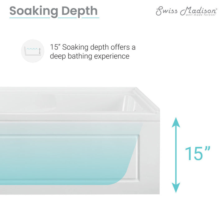 Concorde 60" x 32" Acrylic Glossy White, Alcove, Integral, Right-Hand Drain, Apron Bathtub