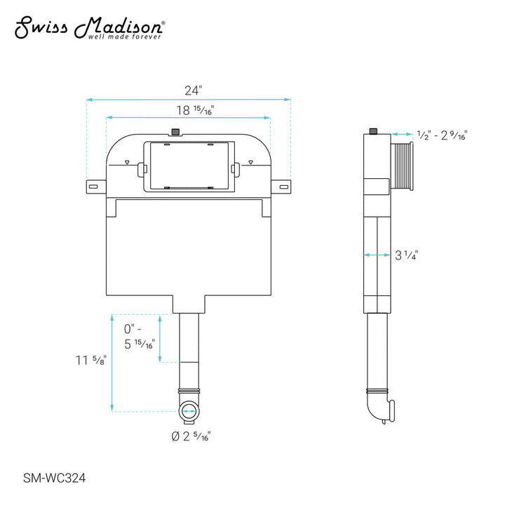 Fantome E 2' x 4' Concealed In-Wall Toilet Tank Carrier System for Back to Wall Toilet