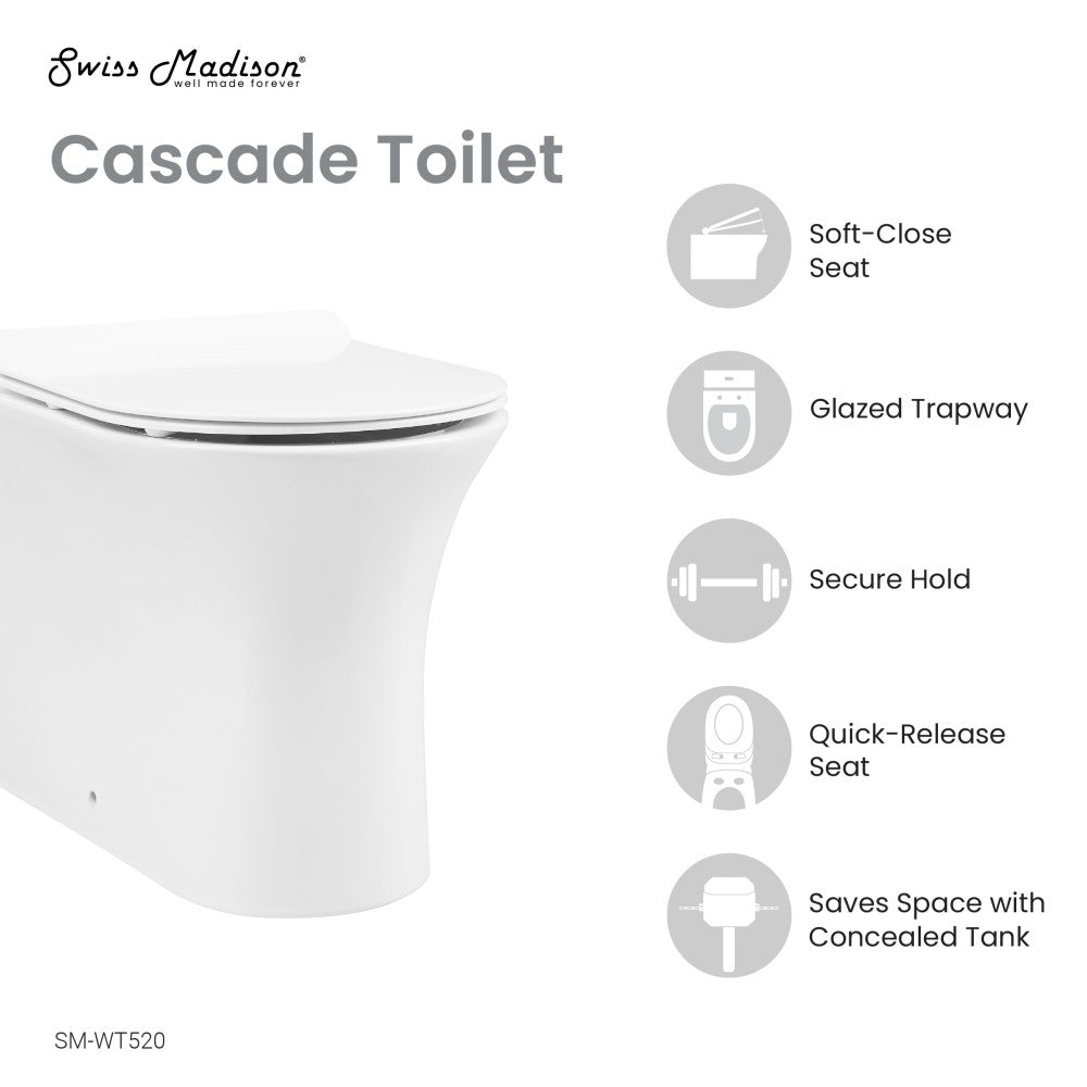 Cascade Back-to-Wall Elongated Toilet Bowl
