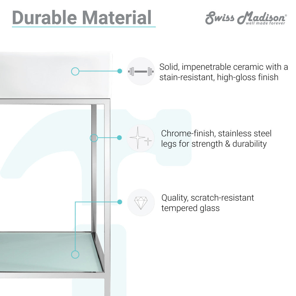 Pierre 40 Single, Freestanding, Open Shelf, Chrome Metal Frame Bathroom Vanity
