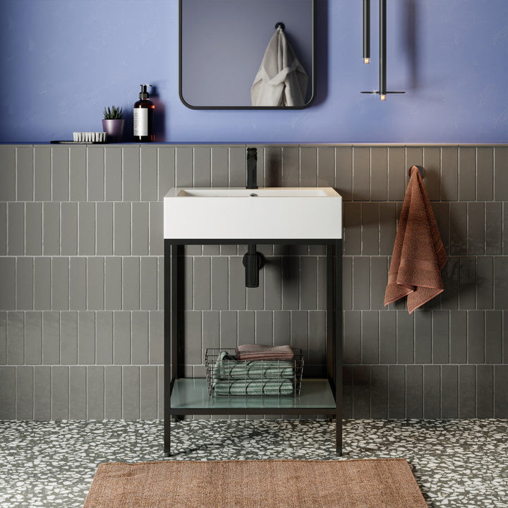 Pierre 24 Single, Freestanding, Matte Black Metal Frame Bathroom Vanity
