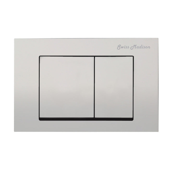 Wall Mount Dual Flush Actuator plate with Square Push Buttons in Matte Chrome
