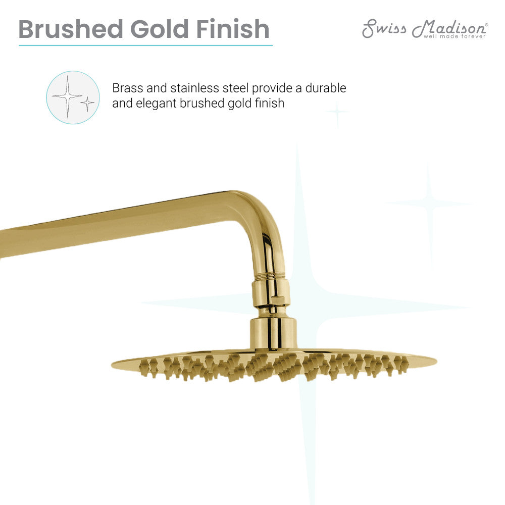 Ivy Single-Handle 1 Spray 8" Wall Mounted Fixed Shower Head in Brushed Gold (Valve Included)