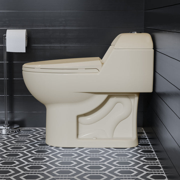 Chateau One-Piece Elongated Dual-Flush Toilet in Bisque 1.1/1.6 gpf