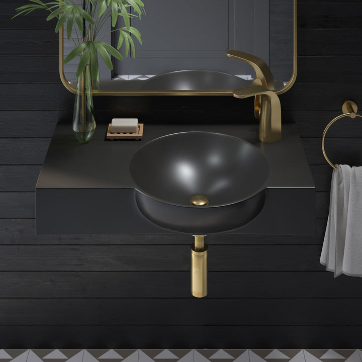 Chateau 30" Right Side Faucet Wall-Mount Bathroom Sink in Matte Black