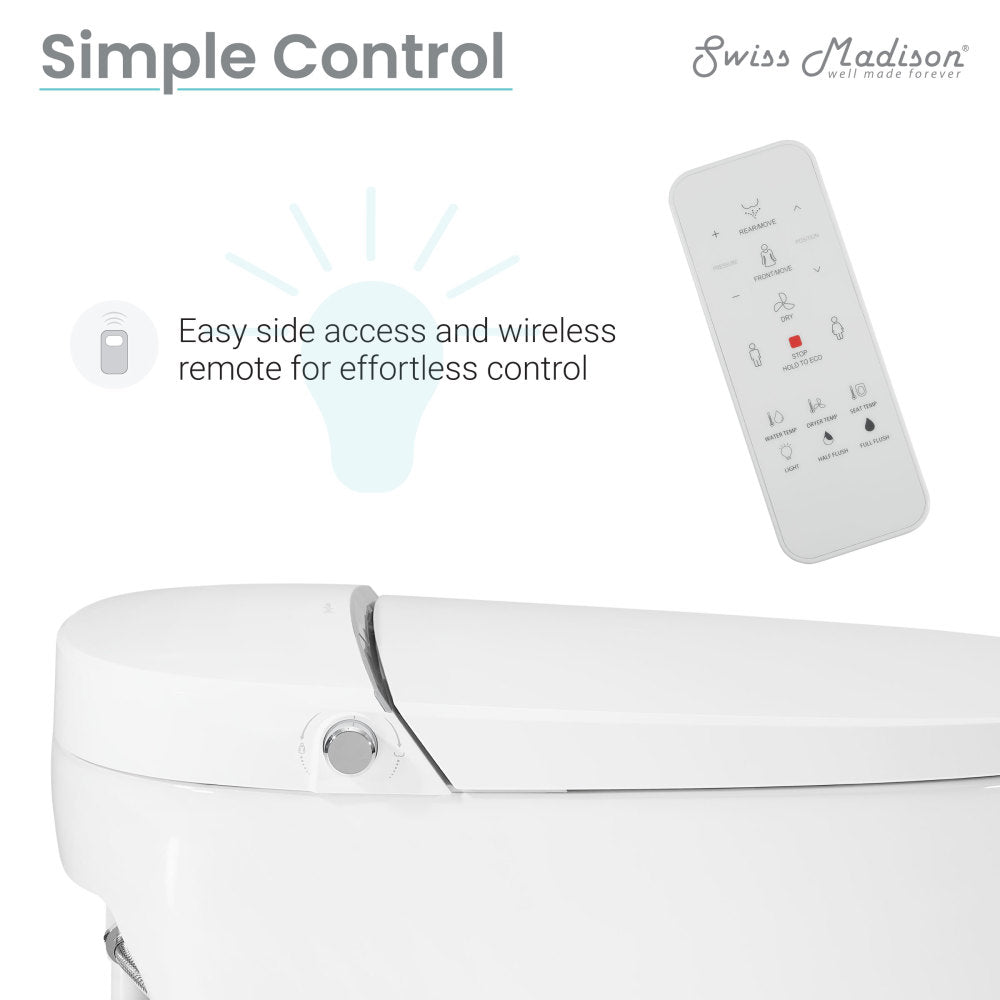 Avancer Smart Tankless Elongated Toilet and Bidet, Touchless Vortex Dual-Flush 1.1/1.6 gpf