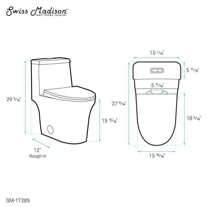 Hugo One Piece Elongated Dual Flush Toilet 1.1 / 1.6 gpf