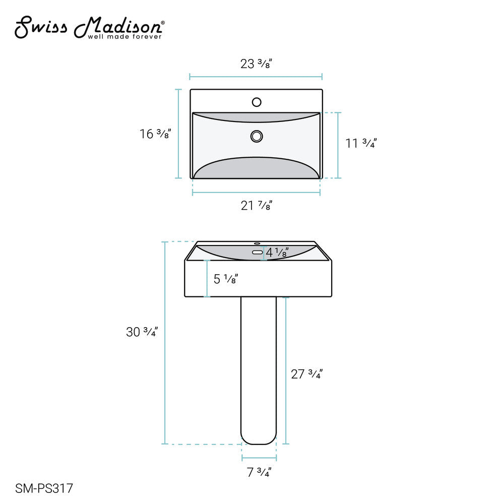 Concorde Square Two-Piece Pedestal Sink