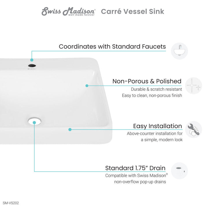 Carre Large Rectangle Vessel Sink