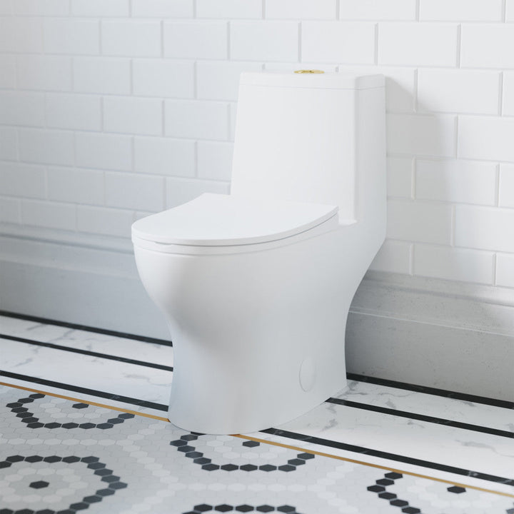 Ivy One Piece Toilet Dual Vortex™ Flush, Brushed Gold Hardware 1.1/1.6 gpf