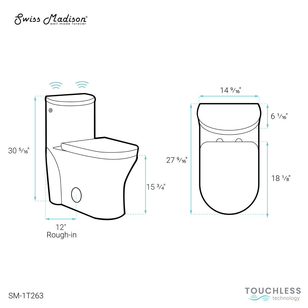 Monaco One-Piece Elongated Toilet Dual-Flush 1.1/1.6 gpf, Touchless