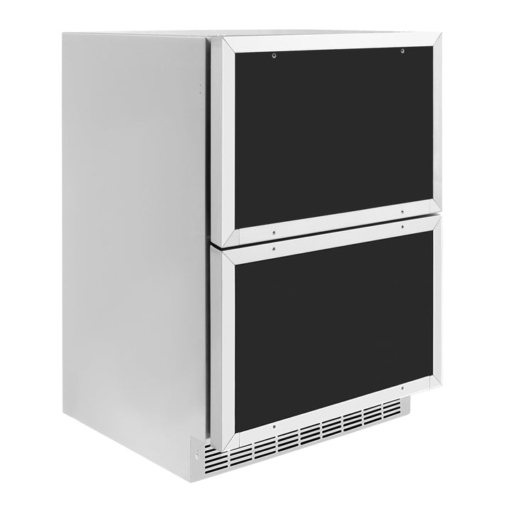 ZLINE Autograph 24" Touchstone 168 Can Outdoor-Rated Refrigerator Drawer with Panel Ready Doors and 2 Polished Gold Handles, RDSPOZ-24-G
